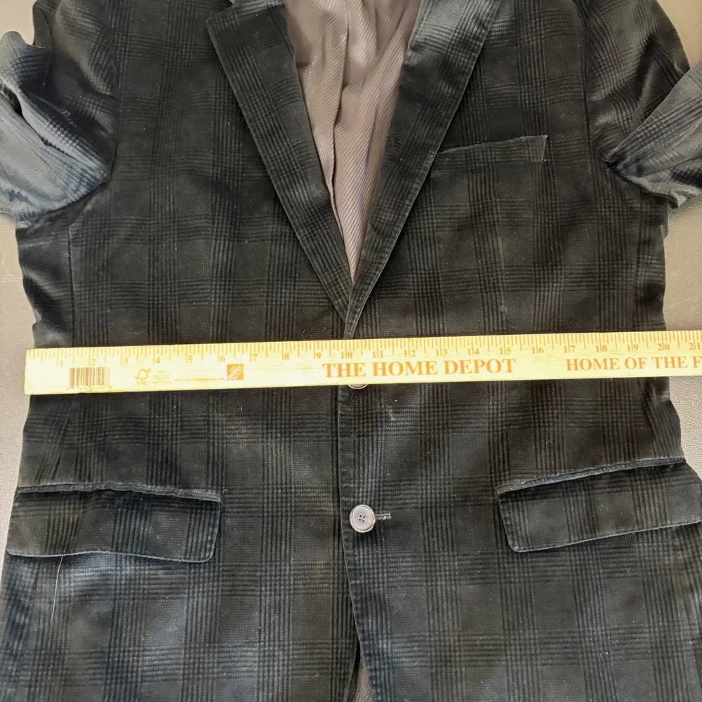 Hugo Boss The James 3 Black Velvet Plaid Sport Coat Blazer Mens 42R Sleek Modern